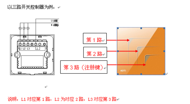 KOTI印象之美系列智能燈光開關產品接線圖